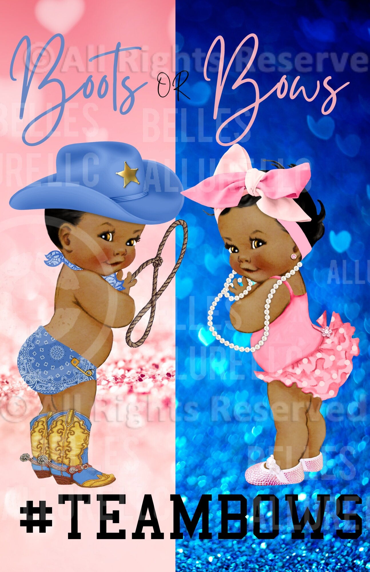 Gender Reveal Team Boots/ Team Bows