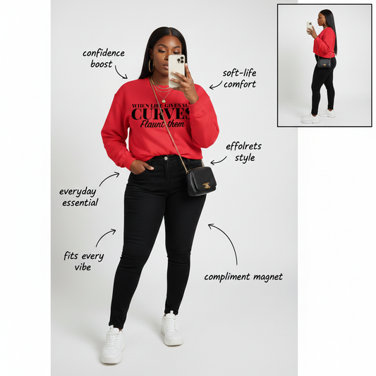When Life Gives You Curves Crewneck Pullover Sweatshirt